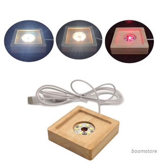 ฐานไฟ Led ฐานไม้ทรงสี่เหลี่ยมสําหรับตั้งโคมไฟ Boom Square