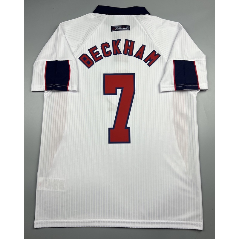 เสื้อบอล ย้อนยุค ทีมชาติ อังกฤษ 1998 เหย้า Retro England Home พร้อมเบอร์ชื่อ 7 BECKHAM เรโทร คลาสสิค