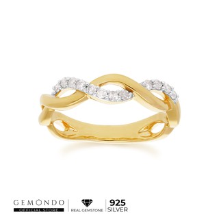 Gemondo แหวนเงินแท้ 925 ชุบทอง 18K ประดับเพชร (Diamond) ดีไซน์รูปทรงสัญลักษณ์อินฟินนิตี้  : แหวนทอง แหวนเพชร ทองแท้