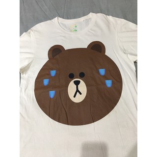 เสื้อยืดผ้าฝ้าย เสื้อยืดมือสอง UNIQLO X BROWN LINE FRIENDS Size M มือ2