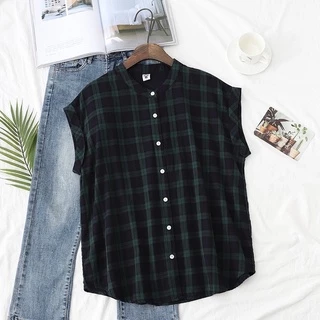 เสื้อคอจีนแขนสั้น - พับแขน เสื้อสไตล์ญี่ปุ่น มูจิ มินิมอล ผ้าสาลู 2 ชั้น by Herbiestyle