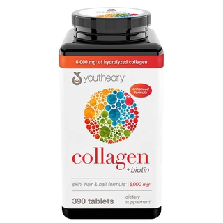 Youtheory Collagen 390 Tablets  Collagen Type1,2,3 + biotin พร้อมกรดอะมิโนต่างๆที่จำเป็นถึง 18 ชนิด ช่วยบำรุงผม,ผิว,เล็บ