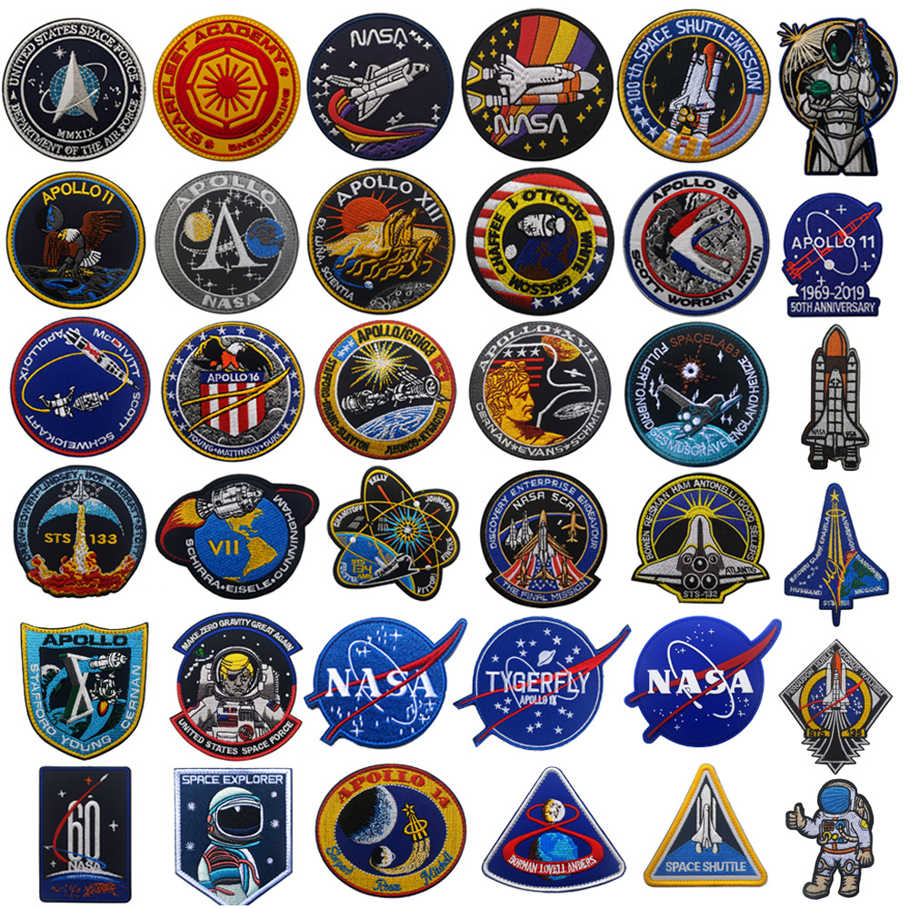 ป้ายตีนตุ๊กแก NASA NASA Apollo Astronaut Star Travel 三维 ปักปลอกแขน Velcro Alien Planet Badge