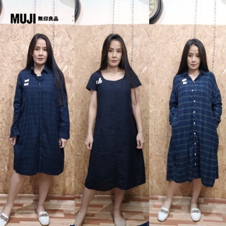 Muji Linen dress เดรสผ้าลินิน คอตตอน แบรนด์มูจิ แท้ คละแบบ พร้อมส่ง