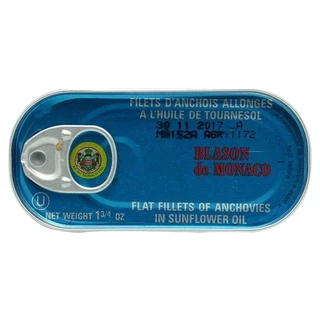 ปลาแองโชวี่ ดองในน้ำมันทานตะวัน ขนาด 50 กรัม Anchovies In Soya Oil 50 g BLASON DE MONACO