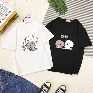 T-Shirtขาวและดำเสื้อยืดทีเชิ้ตลายการ์ตูน