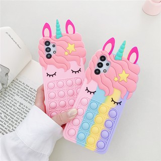 เคส-Phone Case For Samsung A03S A52 5g A02S A22 A72 A32 A71 A52S A12 A42 A02S A21S A31 A10 A10S A30 A50 A70 A30 A20 A11 Pop Push It Bubble Unicorn|HS