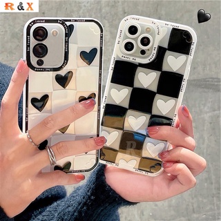 เคสโทรศัพท์มือถือแบบนิ่ม TPU ใส กันรอยกล้อง ลายหมากรุก หัวใจ หรูหรา สําหรับ Infinix Note 12 G96 Hot 9 Play Hot 11 Play Hot10Play Smart 5 Hot 11s Hot8 Hot9 Note 10 Pro Hot10s