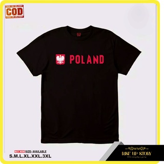 Riseup Story ღ เสื้อยืด ผ้าฝ้าย พิมพ์ลาย POLANDIA สําหรับผู้ชาย ผู้หญิงS-5XL