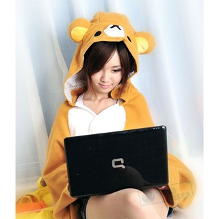 ผ้าคลุม/เสื้อคลุมมีฮูทน่ารัก ลายหมีสีน้ำตาล