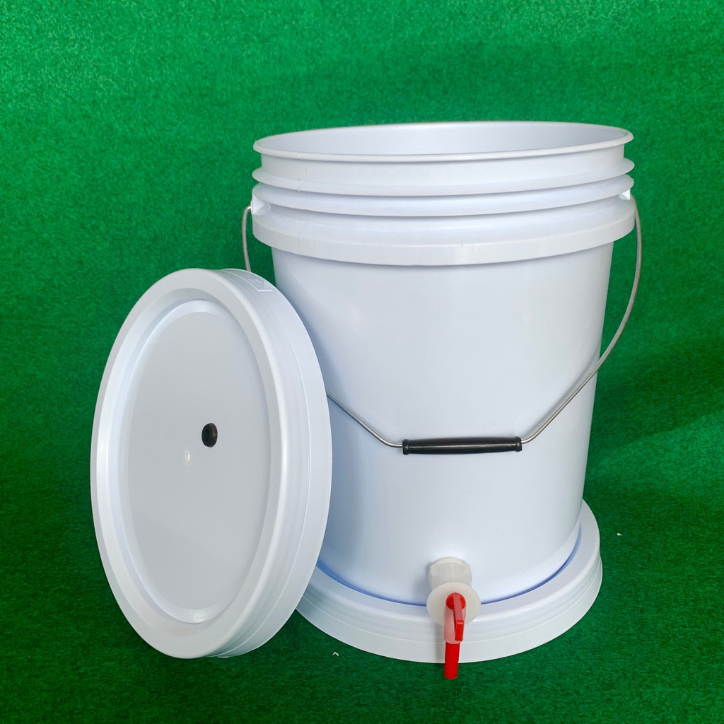 Bucket 20L Food Grade With Faucet  ถังหมักใส่ก๊อก Food grade20ลิตรสีขาวA Food Gradeพร้อมเจาะรูยางใส่