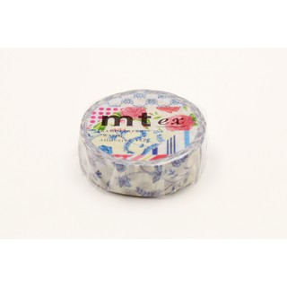 mt masking tape flower dark blue R (MTEX1P55) / เทปตกแต่งวาชิ ลาย flower dark blue R แบรนด์ mt masking tape ประเทศญี่ปุ่