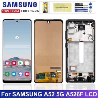 หน้าจอแสดงผลสัมผัสดิจิทัล Lcd A52 100% พร้อมกรอบ สําหรับ Samsung Galaxy A52 5G A526 A526B A526B/DS