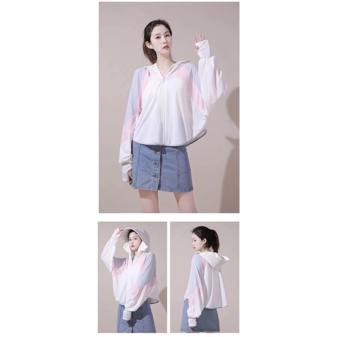 1604-1608 SPS  เสื้อกันแสงแดด 3 IN 1 เสื้อ+หมวกและผ้าปิดหน้า เนื้อผ้านิ่มดีมาก ใส่สบบายไม่ซับเหงื่อสีสบายตาไม่จัดจ้าน