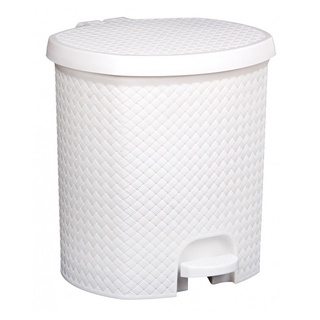 ICLEAN ถังขยะเหยียบทรงกลม 13 ลิตร รุ่น TG51840 ขนาด 29.5x28.5x32.2ซม. ลายสาน สีขาว