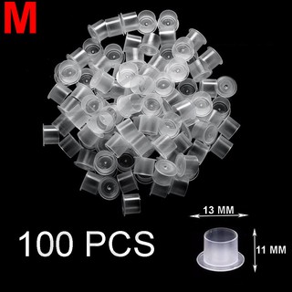 จุกใส่หมึกสักแบบมีฐาน ขนาด M 100 ชิ้น จุกหมึก จุดใส่สีสัก Disposable Plastic Tattoo Ink Cup Pigment Holder Size M 100