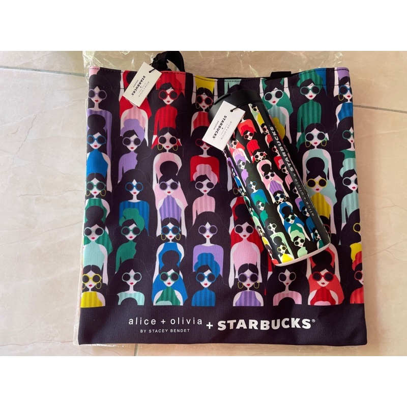 alice + olivia Rainbow Stace กระเป๋าผ้า Polyester Starbucks