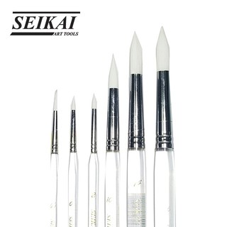 [ด้ามใส] Seikai พู่กัน สีน้ำ หัวกลม ขนขาว ขนไนล่อนบางนุ่ม ด้ามใส มีทุกเบอร์ (No.0 - 16)