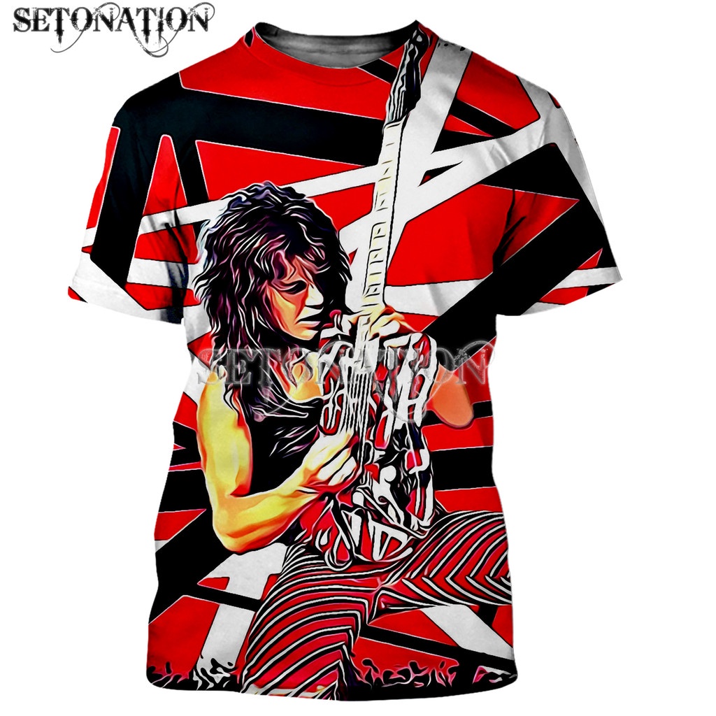 Van 2022 eddie halen T เสื้อผู้ชาย/ผู้หญิงแฟชั่นใหม่ cool 3d พิมพ์เสื้อยืดสบายๆ harajuku สไตล์ tshir