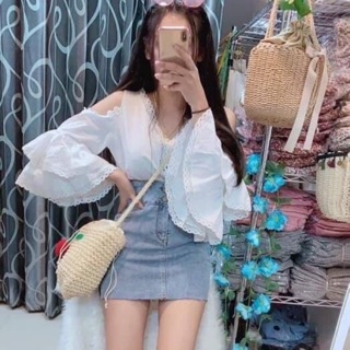 ✨เสื้อสไตล์โบฮีเมียน แขนยาวระบาย