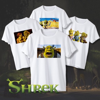 Tee เสื้อยืดสีขาว เสื้อยืดครอป Shrek ยักษ์กินคน อารมณ์ดีตัวสีเขียว เก๋ๆ เสื้อวันพีช เสื้อยืดแฟชั่น