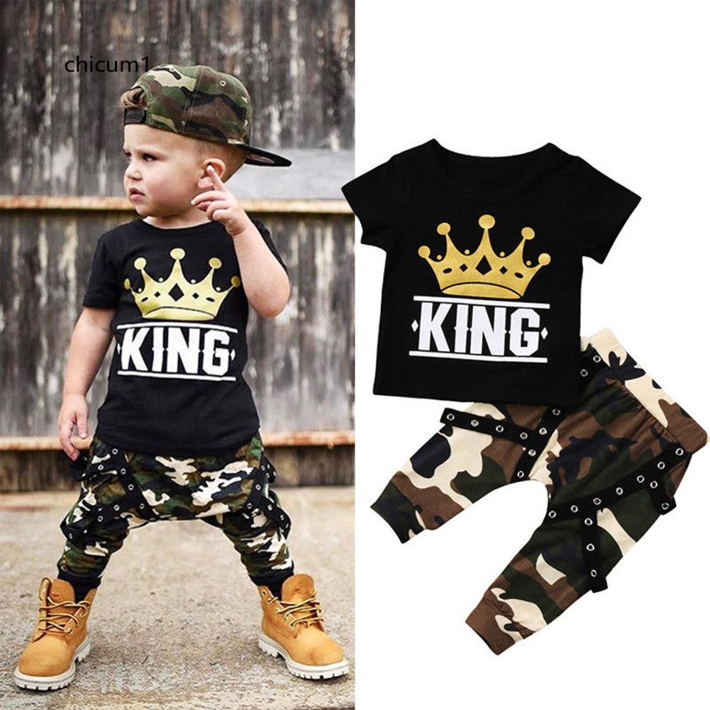 Chi Newborn Kids Baby Boys King Crown Print T Shirt Top Camo Pants Summer Outfit Set Shopee Thailand - โคด cbcoin30 ลด 30 เสอยดผาฝาย กางเกงสำหรบเดก roblox boys sets