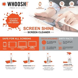 Whoosh Screen Shine น้ำยาทำความสะอาด มือถือ แท็บเล็ต (ขนาด 8 ml) น้ำยา เช็ด จอภาพ