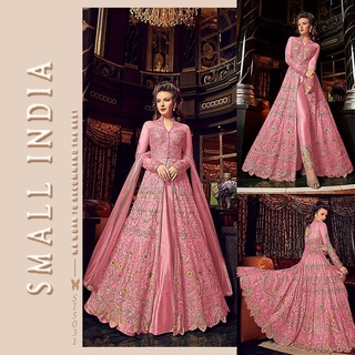 {**ส่งฟรี**} SMALL INDIA 🌷 Designer Net Party Wear ชุดเซ็ทเสื้อกางเกง 🌷 Anarkali Suit