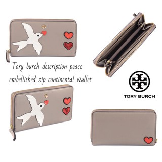 กระเป๋าสตางค์ กระเป๋าเงิน ของแท้ Tory burch description peace embellished zip continental wallet