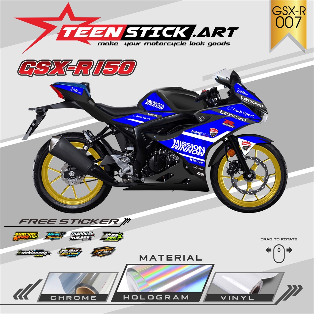 Striping GSX-R 150 - สติ๊กเกอร์ Striping List Variation ของรถจักรยานยนต์ SUZUKI GSX-R 150 Racing Design TN-007