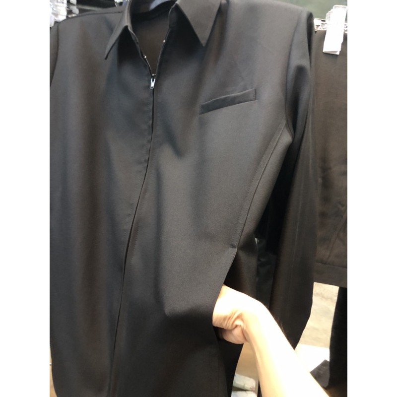 สูทซิป,สูทผู้ชาย,ใส่ทำงาน,สำหรับแมสเซ็นเจอร์,สีดำ,กรม⭐️พร้อมส่ง✈️ - รูปที่ 2