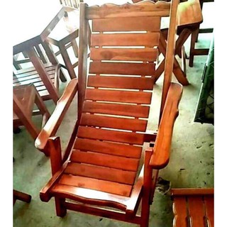 เก้าอี้ระนาดไม้สักเเท้ ปรับได้ 2 ระดับ นั่ง-นอน สีสักทองน้ำตาลเคลือบยูรีเทนเงา