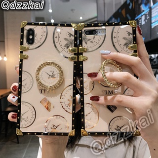 เคสโทรศัพท์มือถือ ทรงสี่เหลี่ยม ลายนาฬิกา พร้อมแหวนขาตั้ง สําหรับ OnePlus 9RT 9R 6T 7T 8T 7 8 9 Pro Nord N10 N20 N100 CE 2 5G