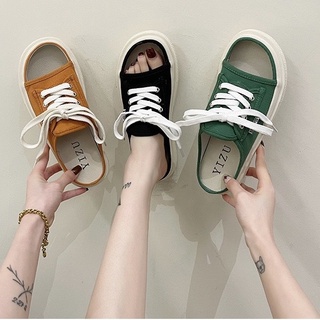 fashionproducts รองเท้าผ้าใบ รองเท้าแตะ  เกาหลีรุ่นใหม่ พื้นหนา3CM YiZu002