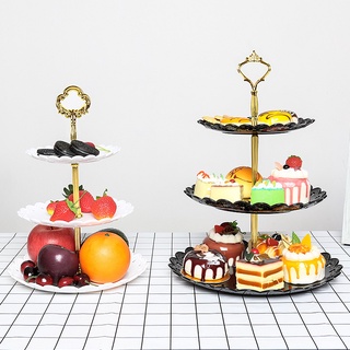 1Pc 3-Tier Plastic Cake Stand Plate/Wedding Birthday Party Cake Dessert Candy Display Tower Plate