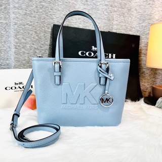 🎀 (สด-ผ่อน) MK mini tote สีฟ้าอ่อน มีซิปบน 35S2STVT0L MICHAEL KORS JET SET TRAVEL EXTRA-SMALL TOTE