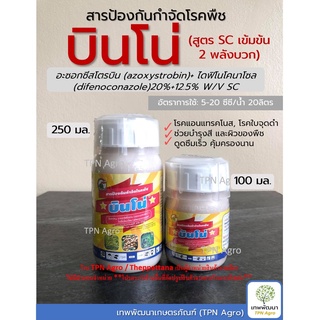 บินโน่ (ไดฟีโนโคนาโซล+อะซอกซีสโตรบิน) 250ml., 100ml. สารป้องกันกำจัดโรคพืช กำจัดเชื้อรา โรคกาบใบแห้ง ใบเน่า