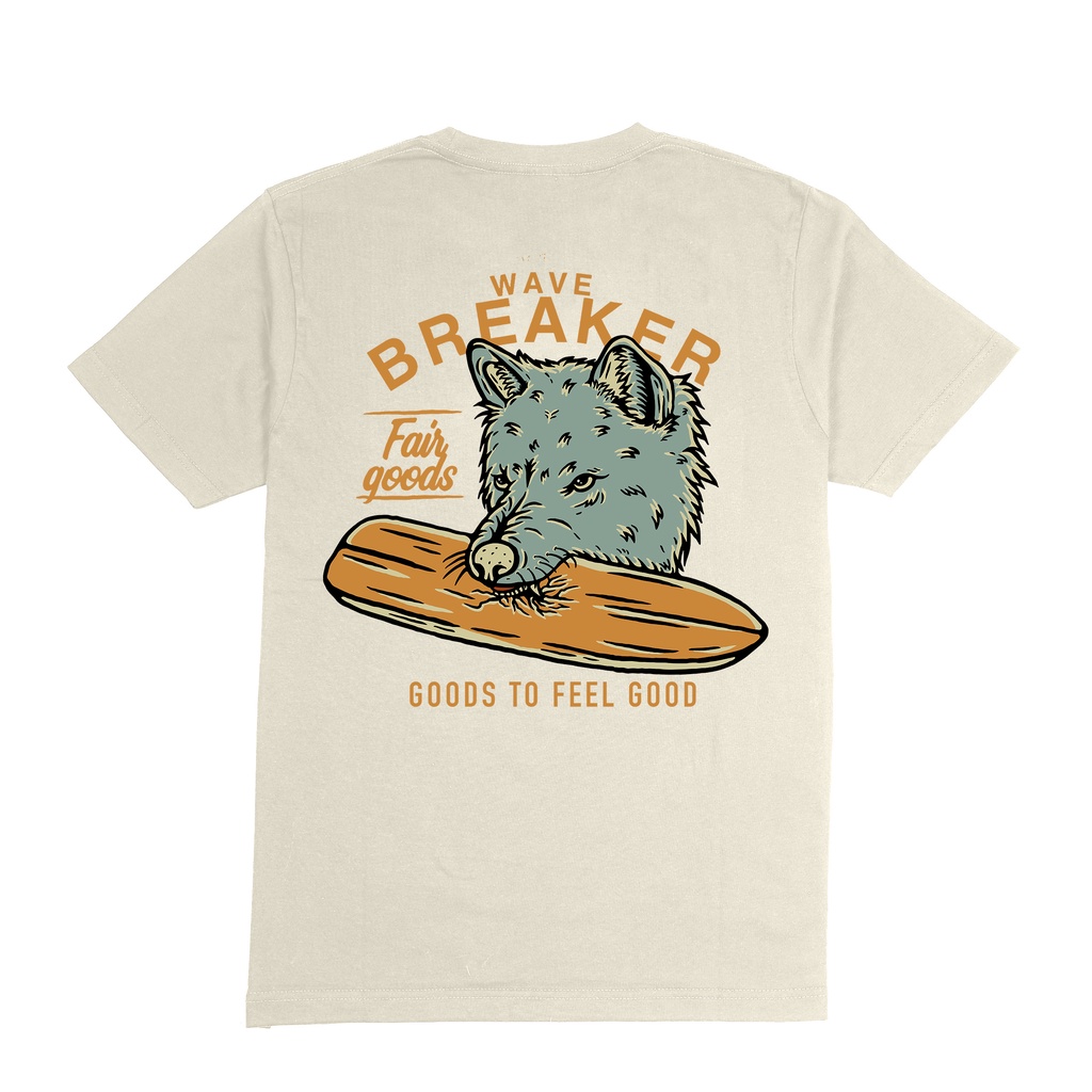 เสื้อยืดผู้ชาย 100% Cotton Sweatshirt - Wave Braker - ครีม