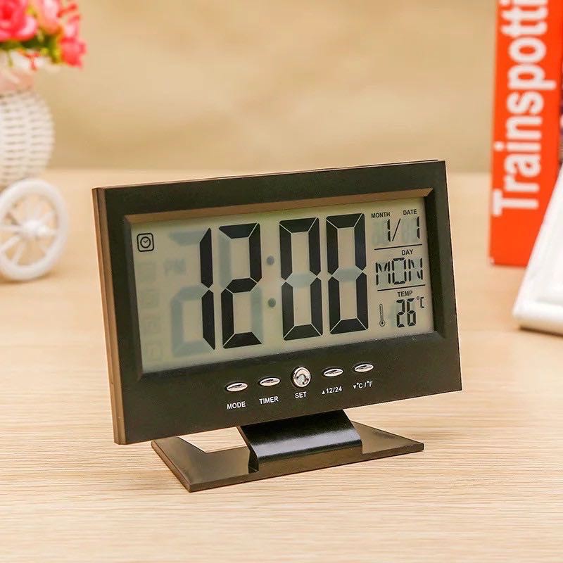 นาฬิกาปลุก นาฬิกาตั้งโต๊ะ กลางคืนเรืองแสงได้เองดิจิตอล หน้าจอLCD Clock 8082