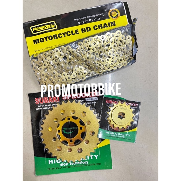 415 โหมด GT128 GT 128 415 SUBAKI SBK RACING CHAIN GOLD SPROCKET RANTAI
