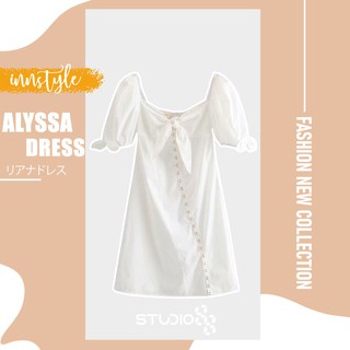 Studi88 ชุดเดรส เดรสสั้น Dress รุ่น ALYSSA เสื้อเดรสสั้น ชุดเดรสมีโบว์ ชุดเดรสสำหรับผู้หญิง ชุดเดรสแขนพอง