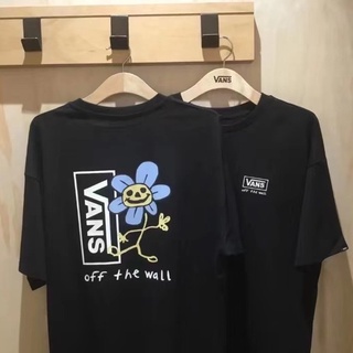 Vans เสื้อยืดลําลอง ผ้าฝ้าย แขนสั้น พิมพ์ลายดอกทานตะวัน สําหรับผู้ชาย และผู้หญิงS-5XL