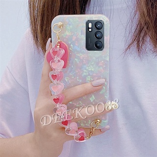 เคสโทรศัพท์ OPPO Reno6 Z Reno5 Marvel Edition Reno4 Z Pro 5G 4G Casing Cute Shell Pattern Phone Cell Case Bling Soft Case with Love Chain Cover