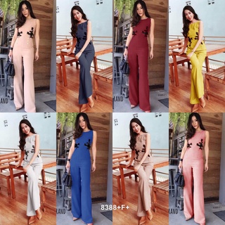 8388 Jumpsuit จั้มสูท แขนกุด แต่งลูกไม้อก