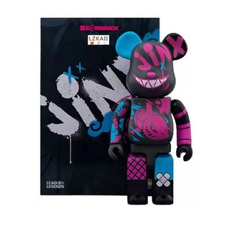 Bearbrick × League of Legends - Jinx Ver. Lol ฟิกเกอร์อะนิเมะ ข้อต่อเกียร์ 400% 28 ซม. สีดํา ทอง เงิน คุณภาพสูง สําหรับเก็บสะสม ของขวัญ