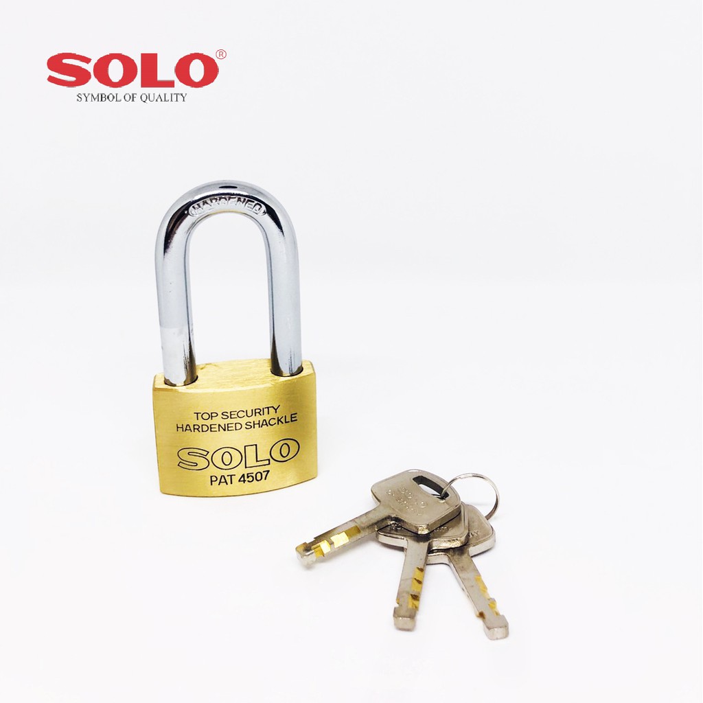 Solo No.4507 N-50L กุญแจคล้องทองเหลือง ขนาด 50 มม. ชนิดหูยาว