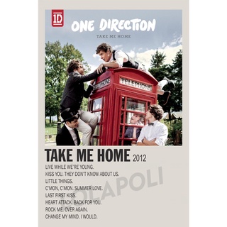 โปสเตอร์ มันวาว พิมพ์ด้านเดียว ขนาด A5 14.8 ซม. x 21 ซม. รูปปกอัลบั้ม Take Me Home - One Direction