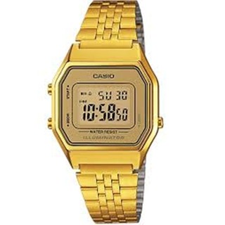 CASIO นาฬิกาผู้หญิง เรืือนทองดิจิตอล สายสแตนเลส รุ่น LA680WGA-9DF