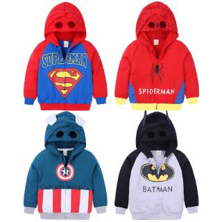 เสื้อกันหนาวมีฮู้ดเด็กผู้ชาย Superhero การ์ตูน เสื้อโค้ทเด็กแขนยาว Cosplay