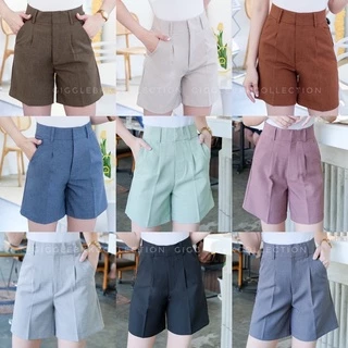 กางเกงขาสั้นเอวสูง​ ผ้าสโนว์ สลาฟ ใส่สบาย Size S-3XL